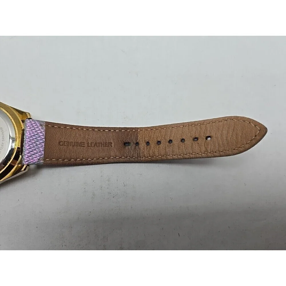 Betsey Johnson Abalone Dial Crystals Iridescent Purple Womens Watch New Battery